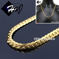 24"MEN Stainless Steel 4mm Gold Plated Miami Cuban Curb Chain Necklace GN155