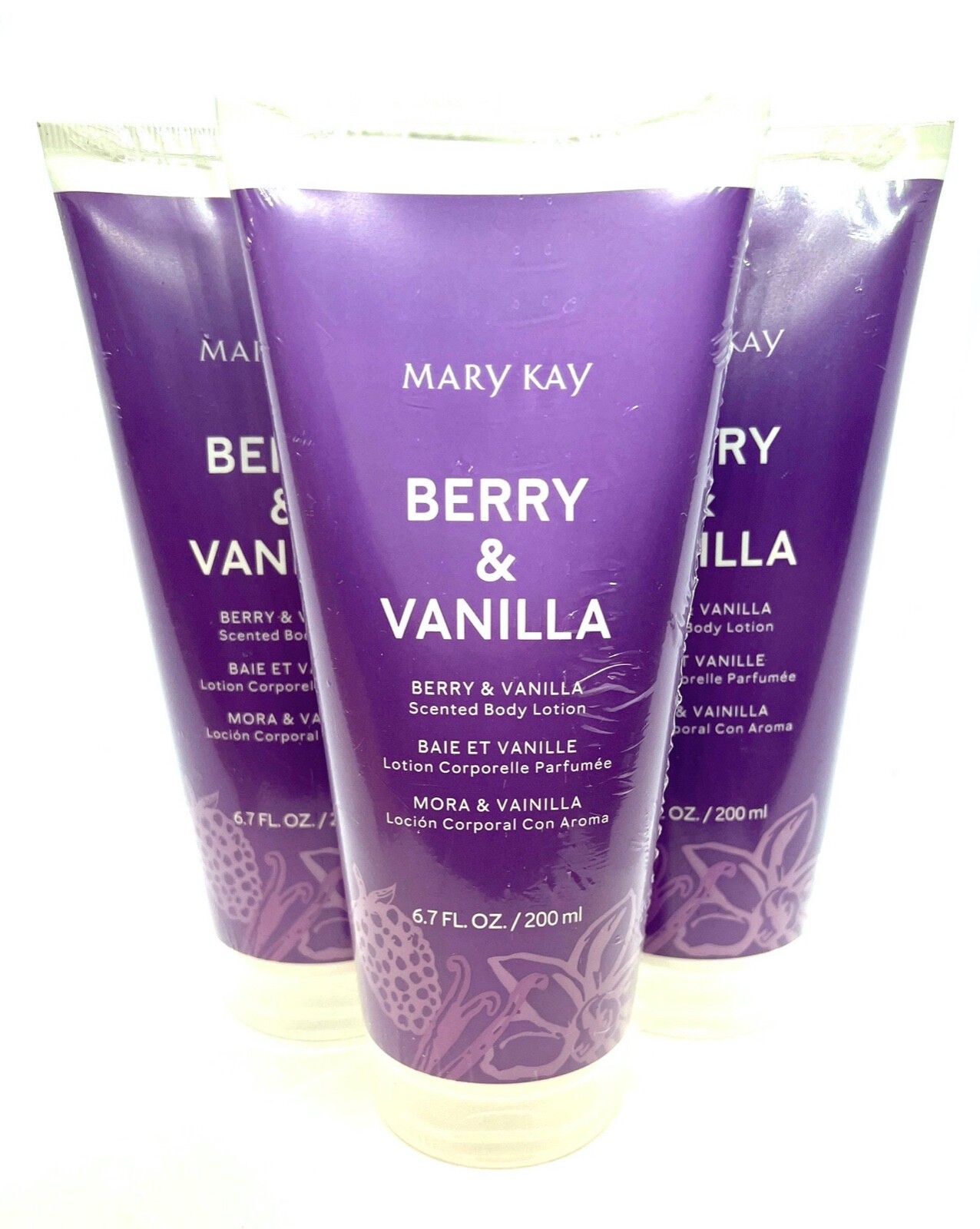 MARY KAY BERRY AND VANILLA SCENTED BODY LOTION~3 TUBES~6.7 F
