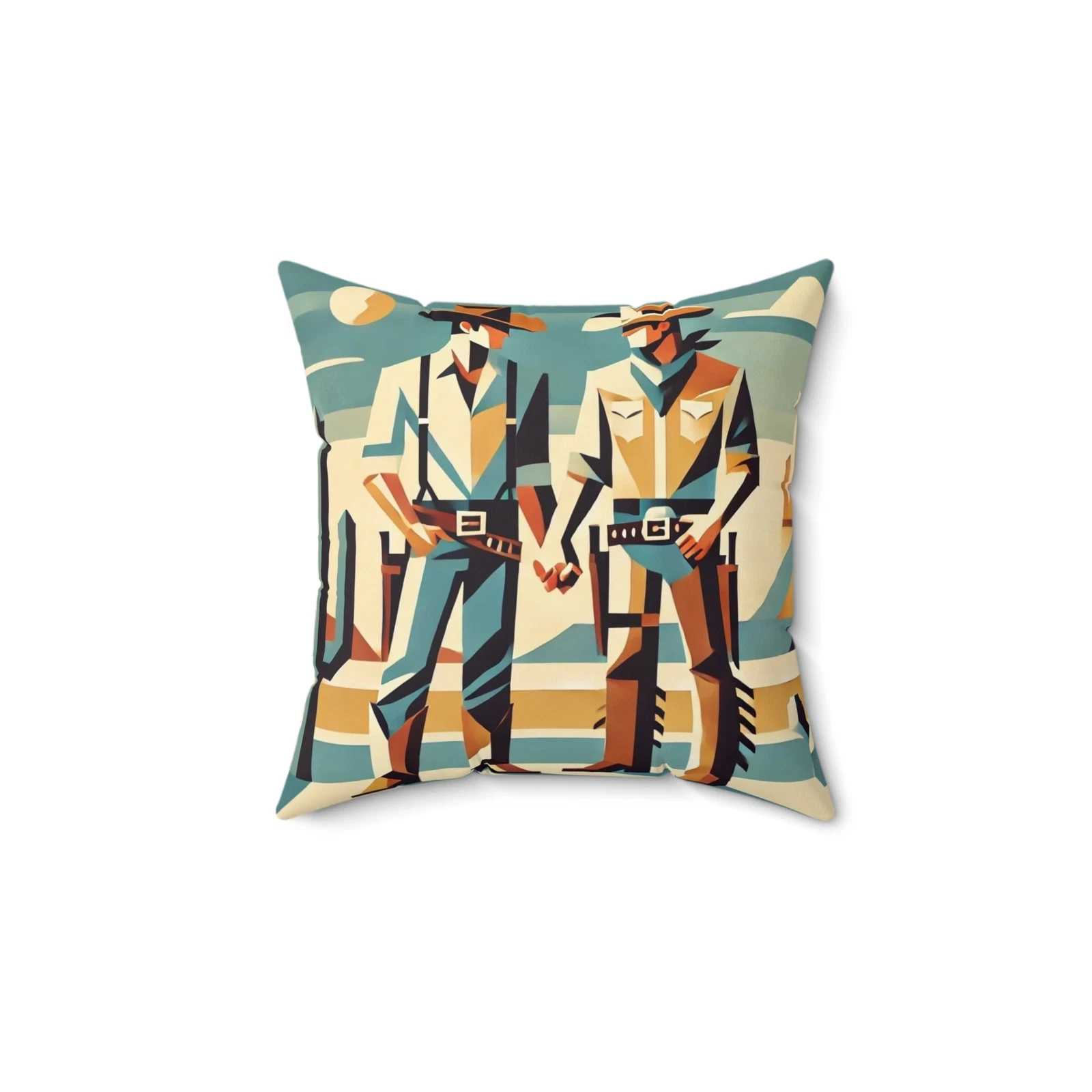 Square Pillow Modern Southwestern Gay Cowboys Design LGBT Housewarming Gift