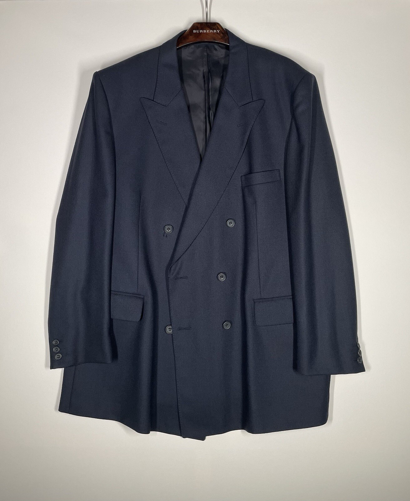 FILA GIEVES & HAWKES Savile Row Giacca Blazer Doppiopetto 100% Lana Navy 48R