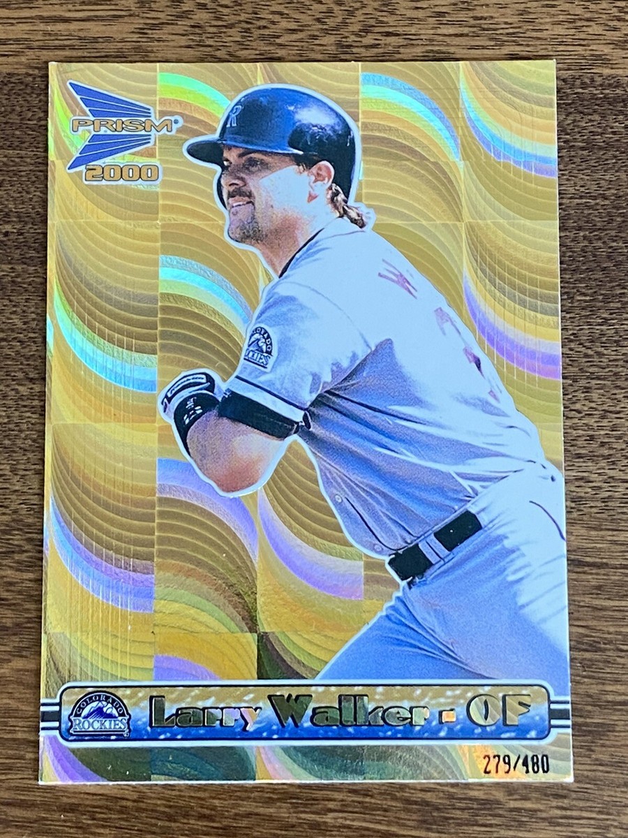 holographic baseball cards 2000 Pacific Prism Larry Walker Holographic GOLD Baseball Card /480 #52 HOF  RARE