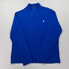 Polo Ralph Lauren Sweater Men's M Blue Knit 100 Cotton Long Sleeve 1/4 Zip Pony