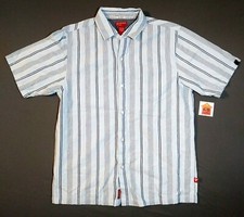 L Size Youth Boys Large shirt Guess brand Light Blue Vertical Strip Short Sleeve