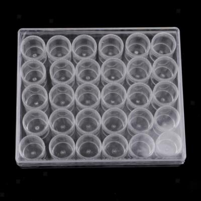 30 Fächer Kleinteile Kosmetik Proben Mini Rund Flasche Glas Vorratsbehälter Box