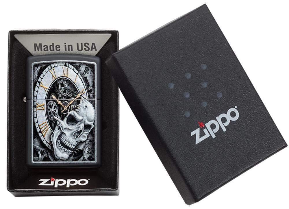 Black Matte Skull Mechanical Zippo Lighter Windproof Refillable Made in USA