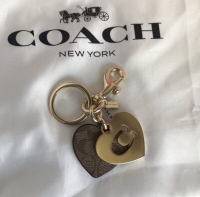 Coach Signature Hearts Key Ring Bag Charm Purse Keychain