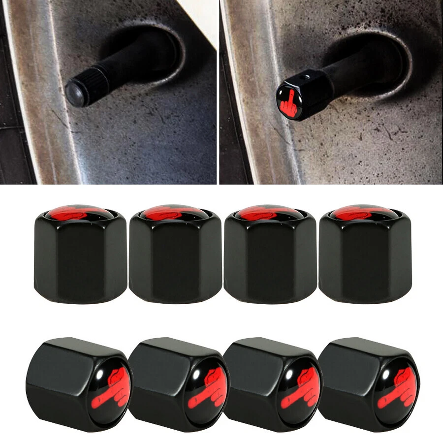 4x Middle Finger Anti-theft Car Wheel Tire Valve Stem Air Cover Caps Accessories - Image 3 of 4