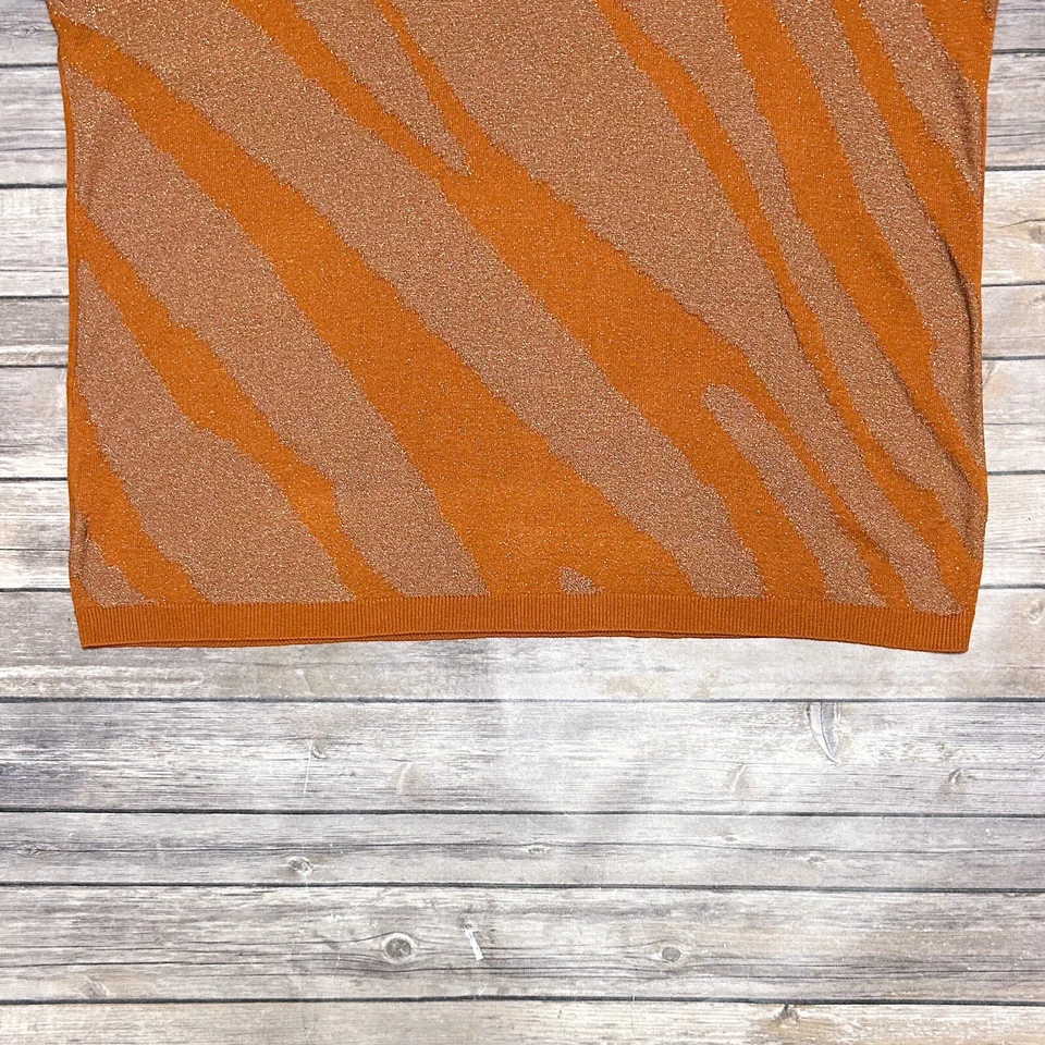 Lane Bryant сожгли оранжевый металлический блестящий трикотажа 3/4 рукав лодочкой новый с Ярлыками NOS 18 20 - Изображение 4 из 4