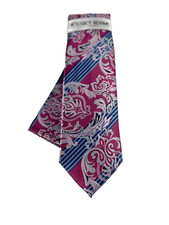 Stacy Adams Men's Tie Hanky Fushia Pink Cobalt Blue Royal Blue Silver 3.25" Wide