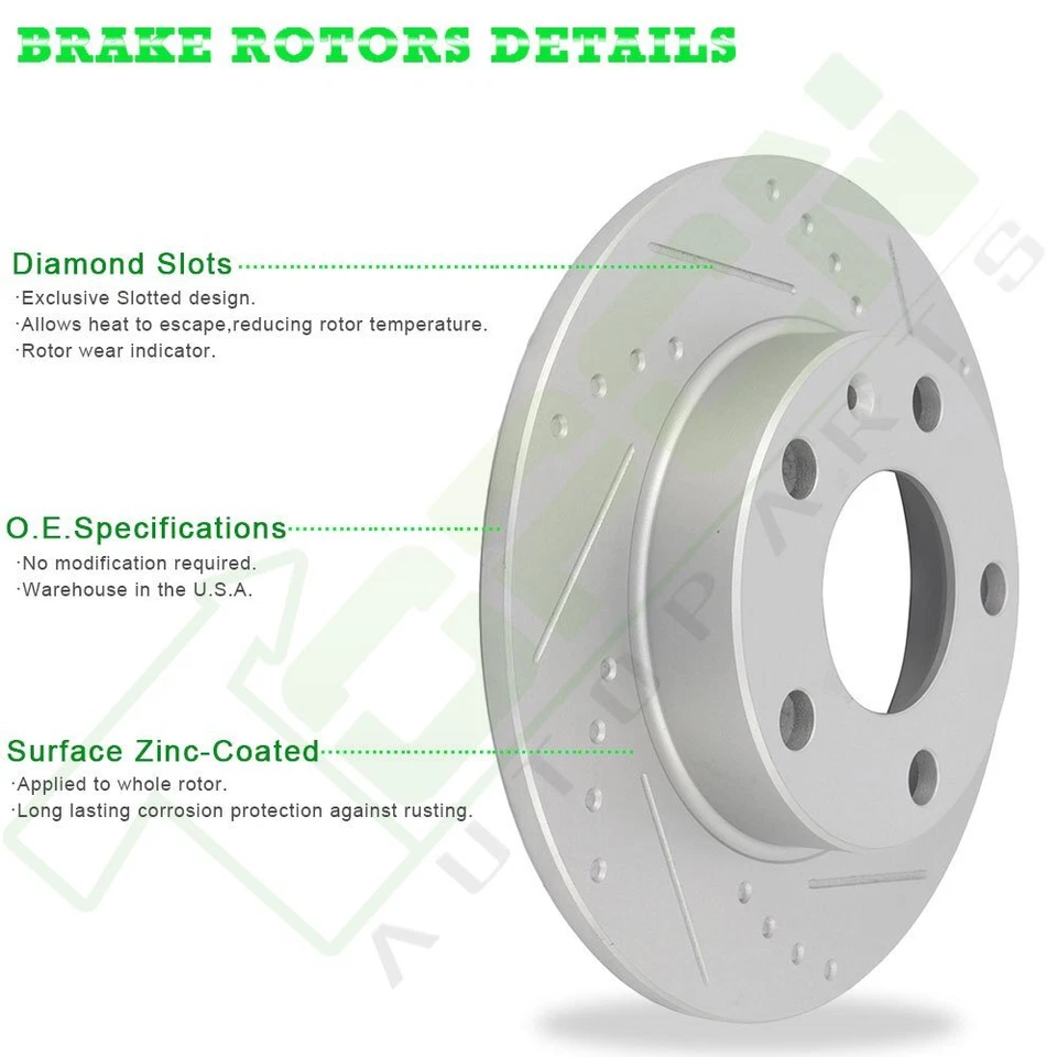 For VW Volkswagen Golf Jetta Sedan Rabbit Rear Brake Rotors And Ceramic Pads Foto 3 de 4