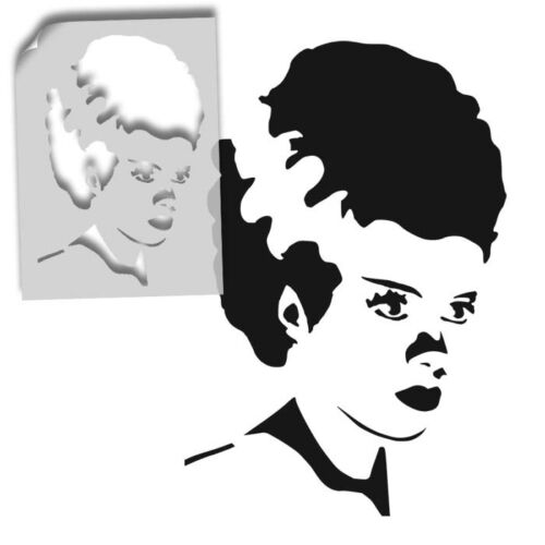 Bride of Frankenstein STENCIL Customize Walls, T shirts, Furniture Reusable Art - Afbeelding 1 van 7
