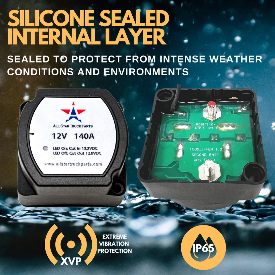 Relé sensible al voltaje (VSR) Pro aislador de batería doble inteligente 12V 140 Amp Foto 3 de 4