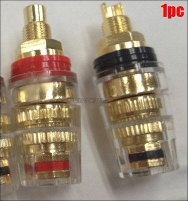 2X Gold Plated Audio Binding Post Amplifier Terminal Red/Black 1 Pair New Ic mc