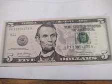 Fancy Serial Number 2017 Five Dollar Complete 8 Digit Broken Latter.