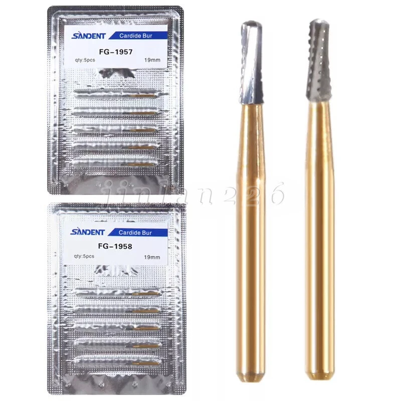 USA 5/pk Dental Metal Cutting Straight Fissure Round End Carbide Burs FG Burs - Image 3 of 4