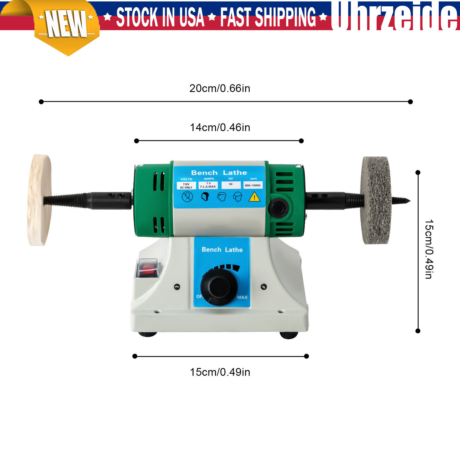 Portable Jewelry Polisher Bench Grinder Watch Gem Buffing Machine Variable Speed