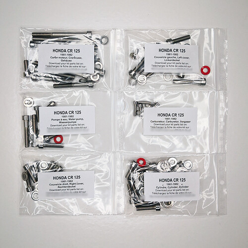 Kit vis Allen pour refaire à neuf le moteur Honda CR 125 1981