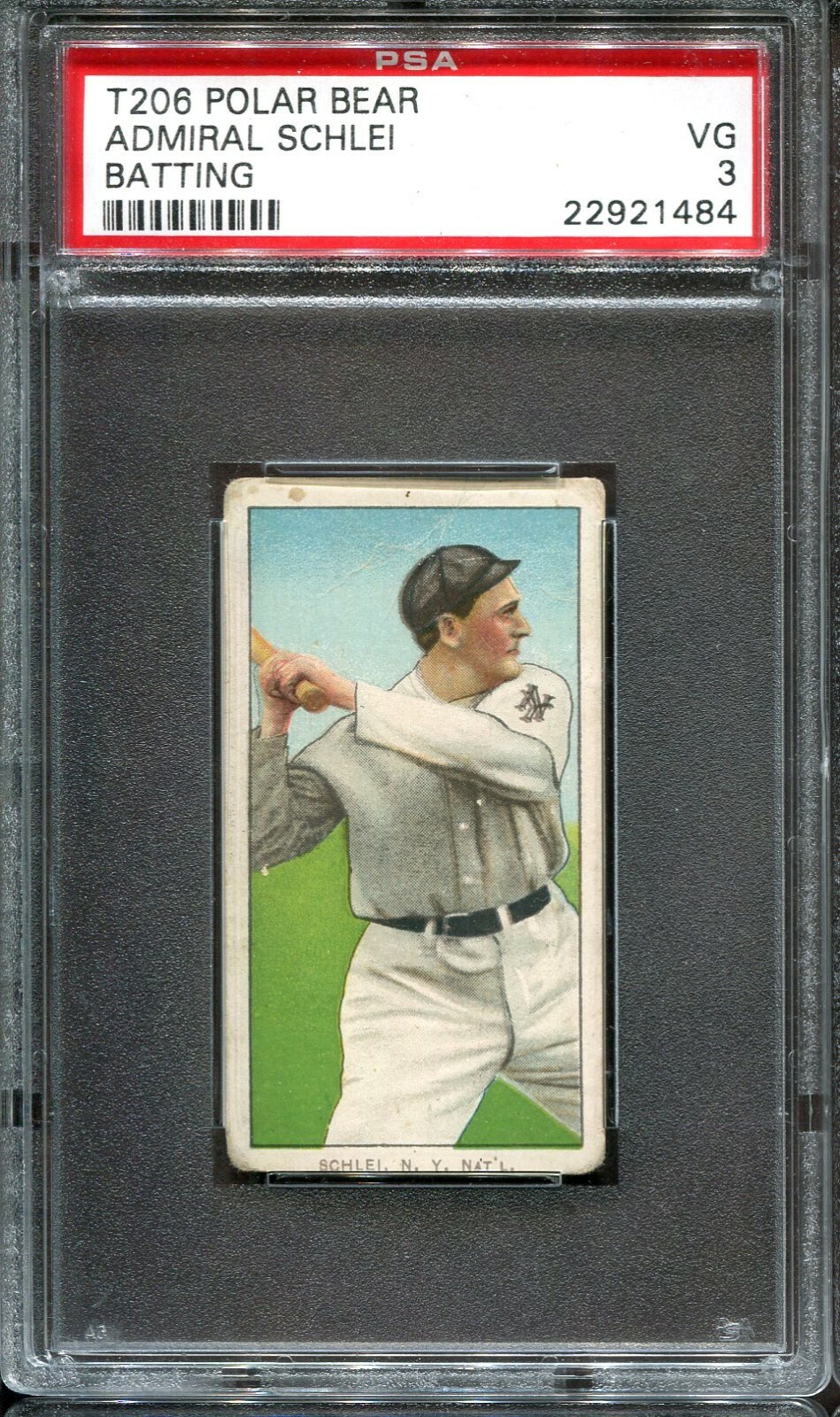 1909-11 T206 Polar Bear Admiral Schlei Batting PSA 3 Center Only 28 Total Graded