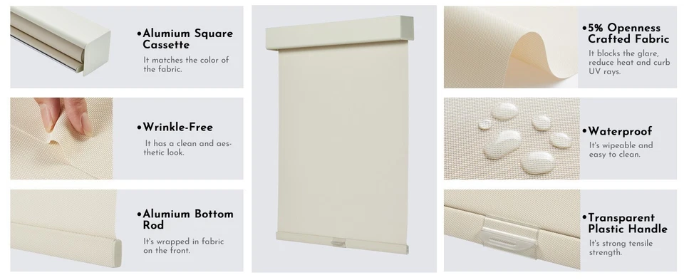 METechs 5% Solar Rodillo Sombra Bloqueo UV Inalámbrico Ventana Persiana Luz Filtrado Foto 3 de 4