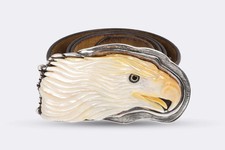 John Winston 925 Silver Carved Mother-of-Pearl Eagle Belt Size 38 (291.50g.)