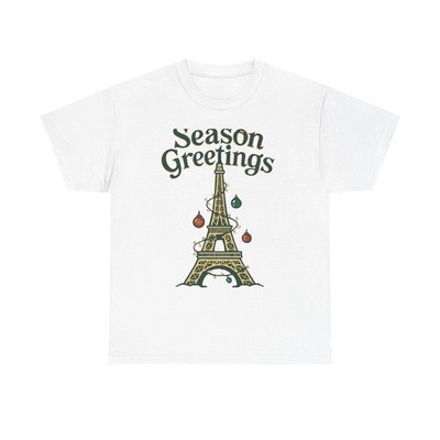 Season Greetings Eiffel Tower Tee | Christmas Paris Ornaments