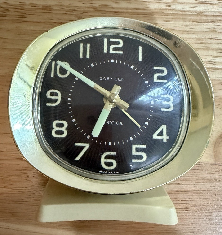 Westclox Baby Ben Vintage Mechanical Wind-Up Alarm Clock Gold Tone Analog