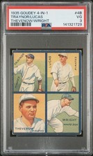1935 Goudey 4-In-1 4B Pie Traynor HOF/Lucas/Wright/Thevenow - PSA 3 Beauty