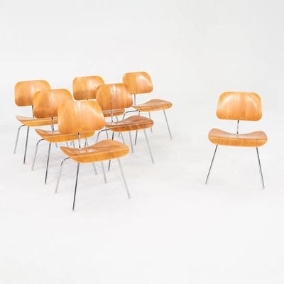 2005 Herman Miller Eames DCM Dining Chair in Walnut w/ Steel Base 4x Available