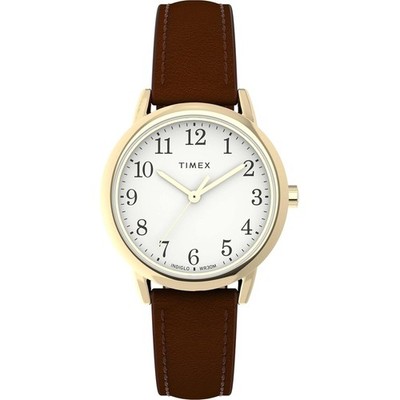 Timex Women's Watch Easy Reader White Dial Brown Leather Eco Strap TW2W32600JT