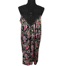 Vintage 80s-90s Vassarette Slip Nightgown Lace Sz M Floral Lingerie Cottagecore