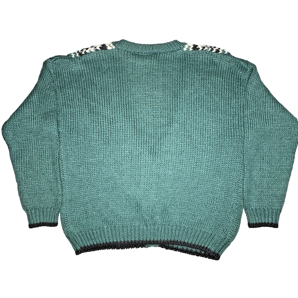 Vintage Copper Key Sweater Womens Large Green Cardigan Fair Isle Button 90s - Image 2 of 4
