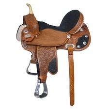 17 In Hilason Flex Tree Western Horse Saddle American Leather Trail Barrel Tan