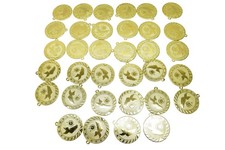 Blank Gold Tone Round Running Shoe Medals Lot Of 34 W Loop Trophy Blanks
