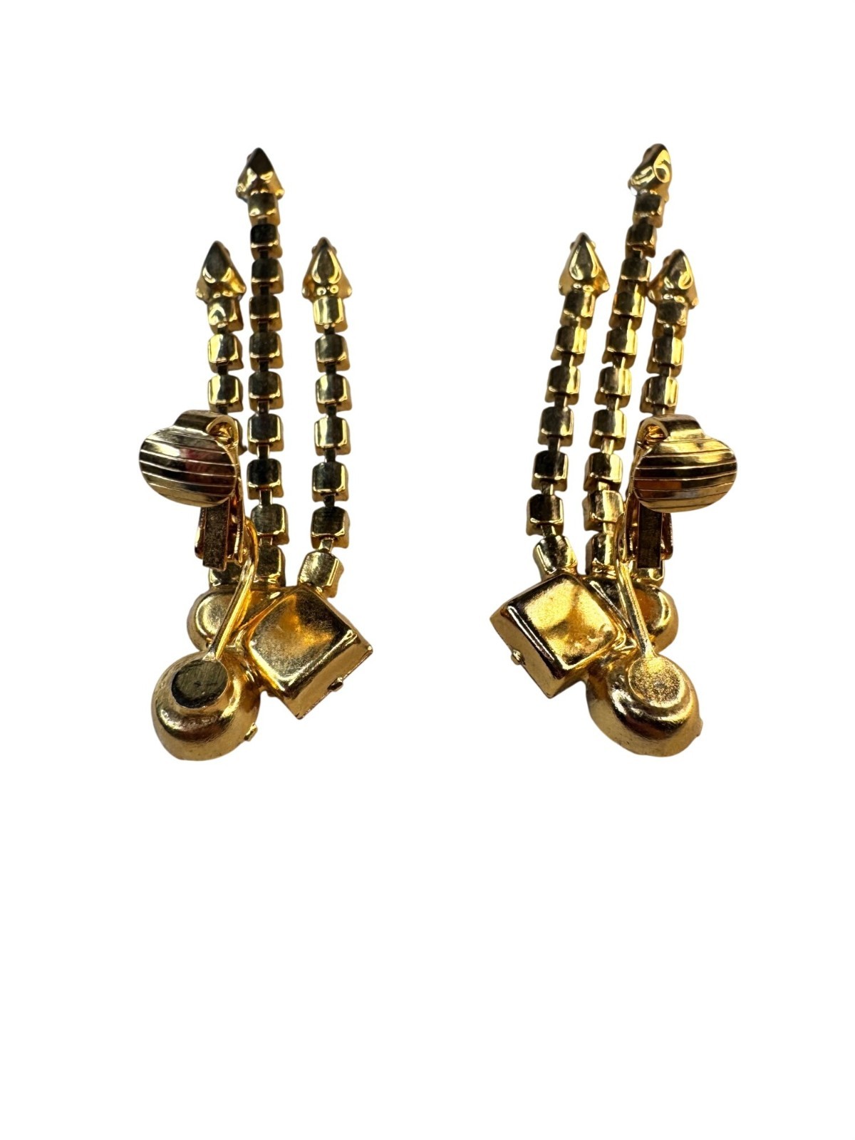 Statement Dangle Earrings Gold Multicolor Crystal… - image 6