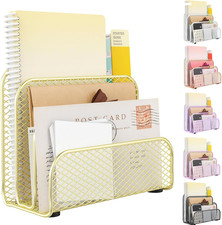 Mail Organizer Countertop, Metal File Holder with 3-Slot, Gold Desk Accessories