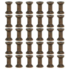 30Pcs Wooden Empty Spools Unfinished Wood Thread Bobbins 2"x1.2" Dark Brown