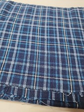 Multi-Tone BLUE White Plaid Woven Cotton Quilting Sewing Fabric 42" X 3.7yds