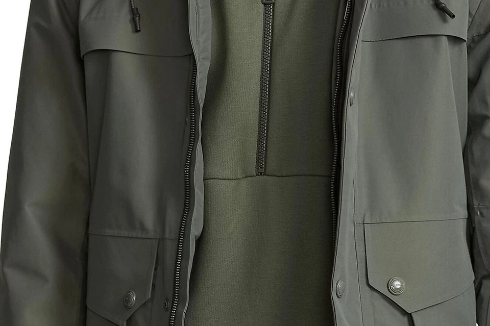 $750 NUEVO CON ETIQUETAS RLX Ralph Lauren Chaqueta Extraíble con Capucha Mezcla de Algodón Cremallera Foto 3 de 4