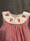 Smocked Lobster Gingham Baby Girl 18-24 Months Dress Romper Outfit Red White — photo 8