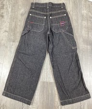 Bugle Boy Y2K Carpenter Jeans Youth Size 4-5 Dark Wash Bill Black Pockets Cargo