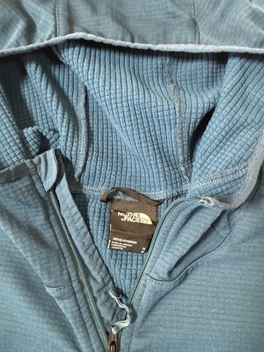The North Face Hoodie Mens Medium Blue 1/4 Zip Grid Fleece Jacket Pullover Logo - Picture 4 of 9