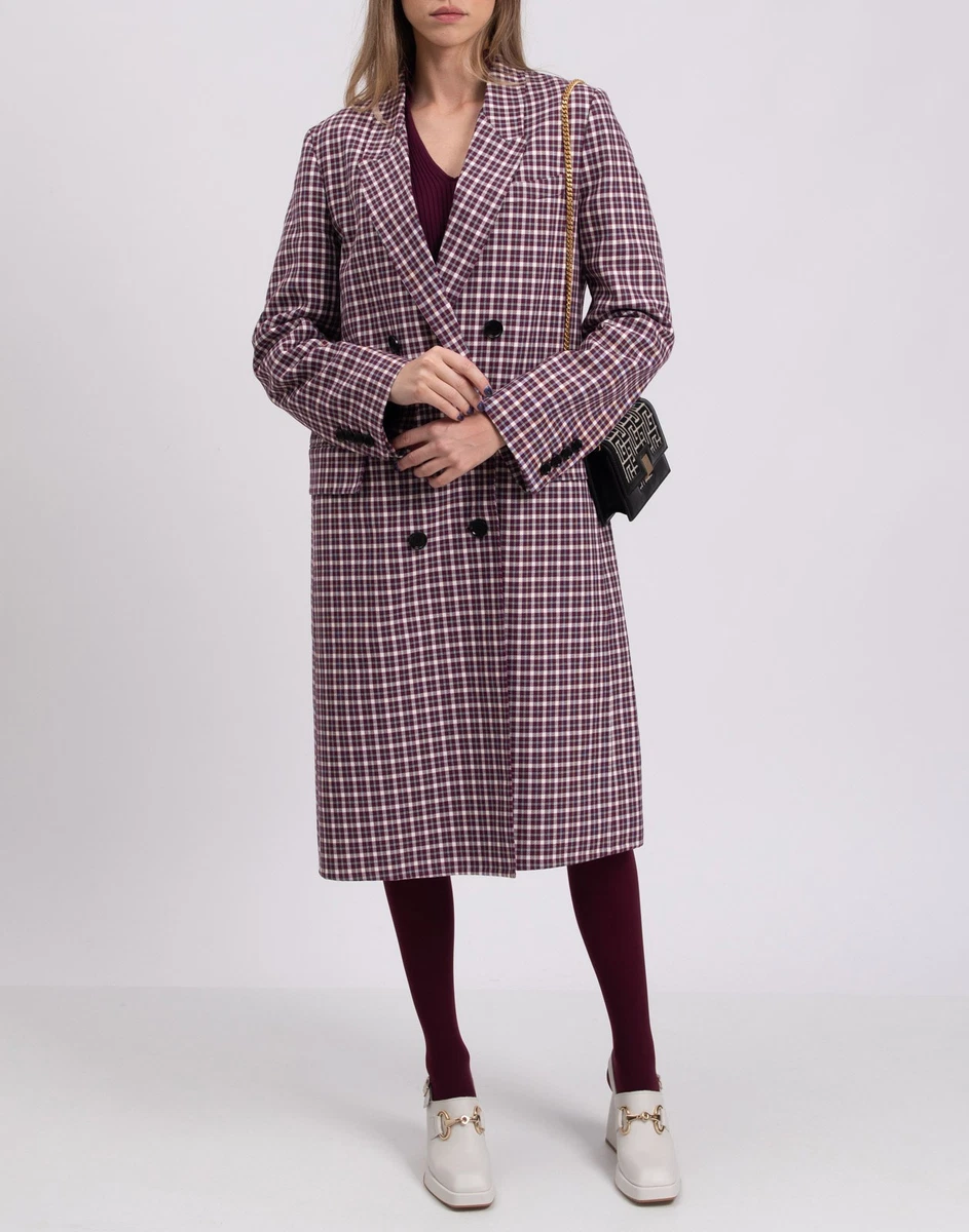 PVP €2990 BURBERRY Abrigo Doble Pecho UK14 US12 IT46 L-XL Cuello Solapa Tartán