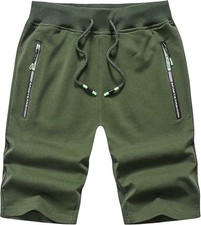 Men's Stretch Shorts Elastic Waist Zipper Pockets Lightweight Summer Casual