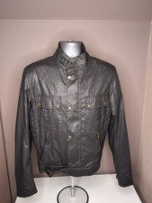 Belstaff Gangster 1969 Giacca Cera Principe Nera Grande Oliva RA46933 Ottima con
