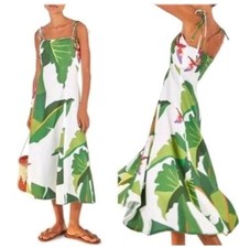 Farm Rio Tropical Floral Beaded Strap Midi Sundress Sleeveless Viscose