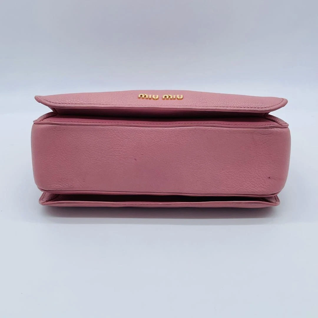 miu miu MADRAS borsa a mano pelle rosa oro ferramenta MMMc46
