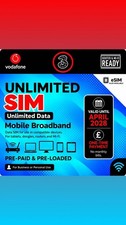 Three - Vodaphone Pre-Loaded Unlimited Data Sim - 5G Mobile | Expiry April 2028
