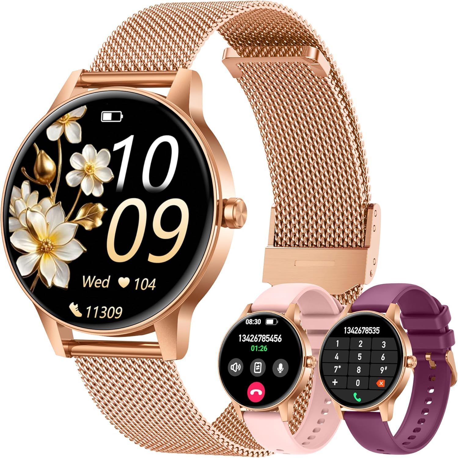 Smartwatch Donna Orologio Chiamate Bluetooth: 1,27" Tondo Touch Orologi Smart Wa