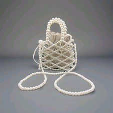 Classy Faux Pearl Mini Handbag w/ Convertible 40" Shoulder Strap Wedding Formal