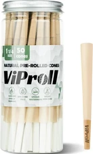Pre Rolled Cones 1 1/4 Size 50 Pack, Natural Unbleached Rolling Papers with